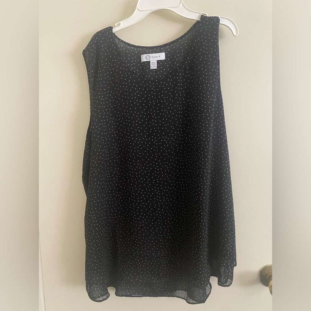 Cristina b black Polka dot flowy tank top